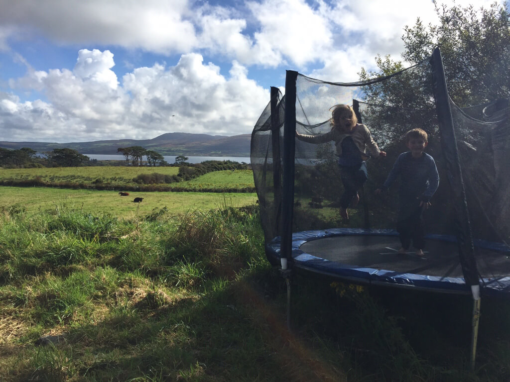 The kids enjoying the trampoline at recess!