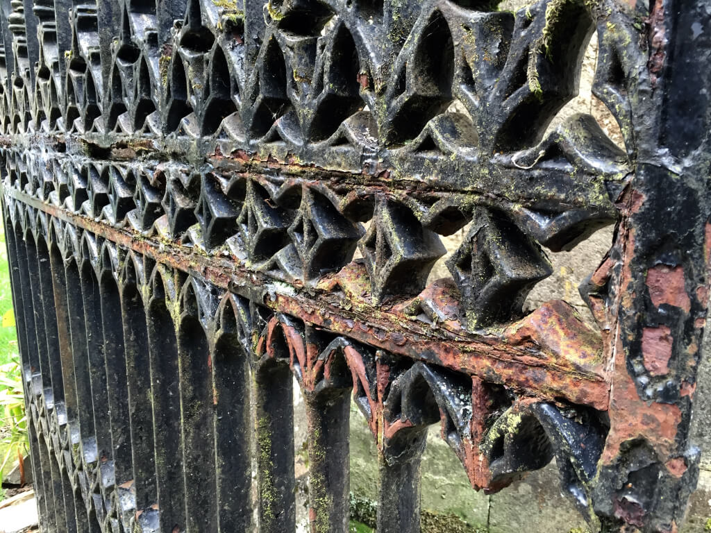 Close-up of the gates on the old Grand Lodge.