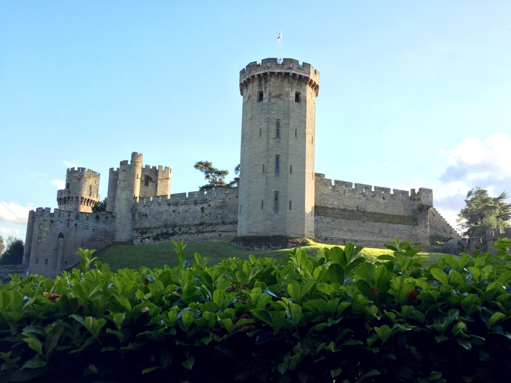 The first view of Warwick Castle after entering the gates.