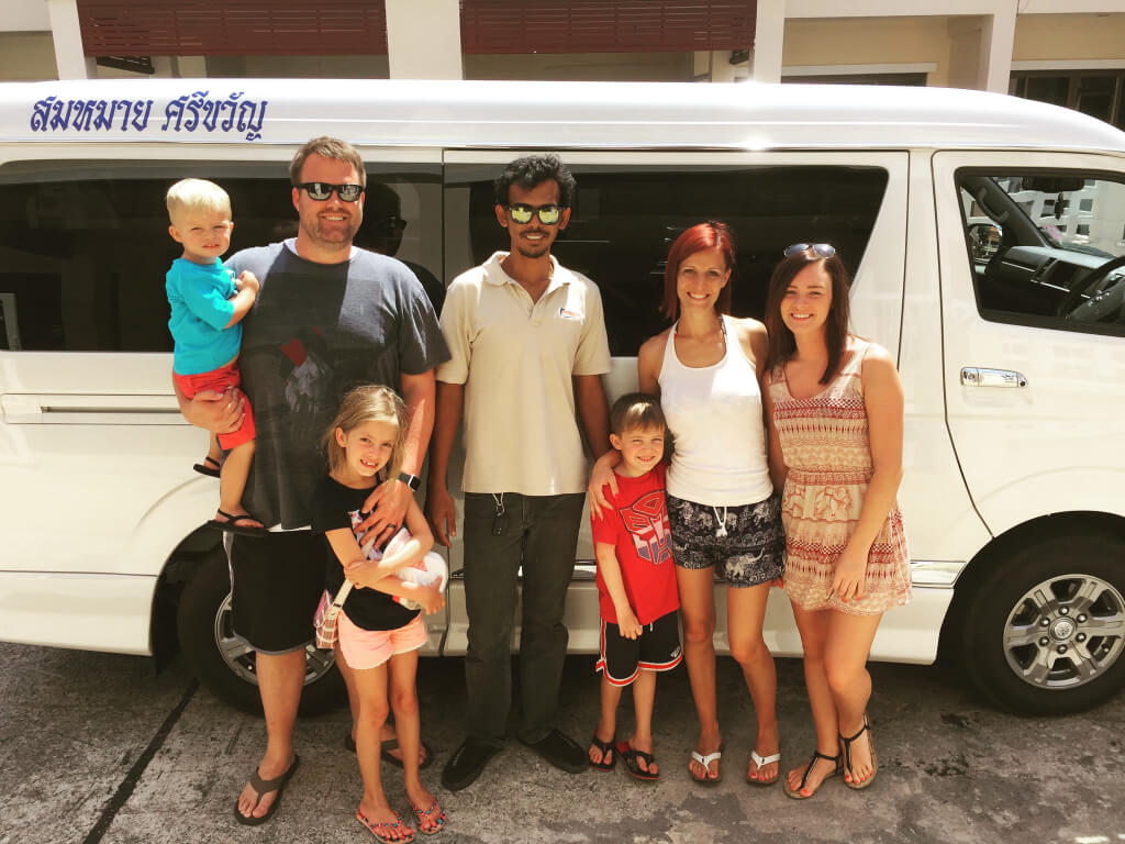 Here we are with our taxi driver, Sommai, and his nice van!